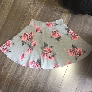 H&M French Terry Floral Skater Skirt